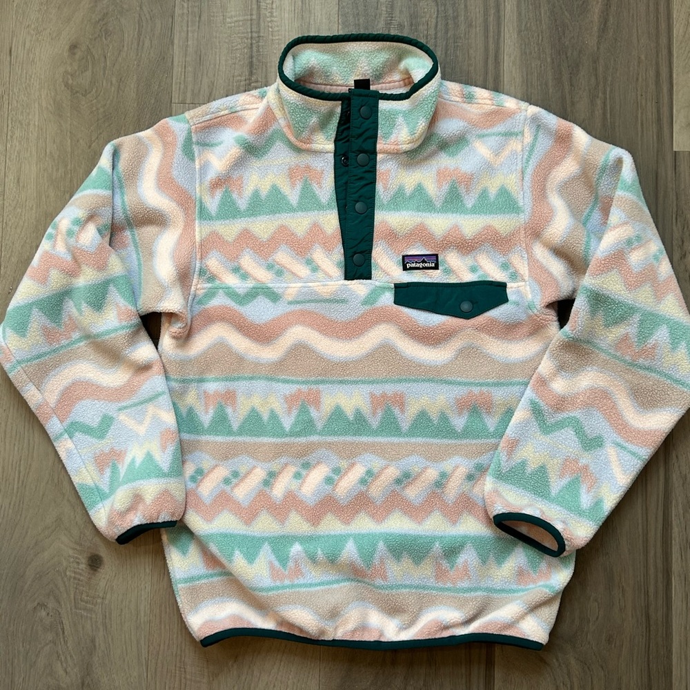Patagonia Pastel Patterned Fleece with Teal Accents